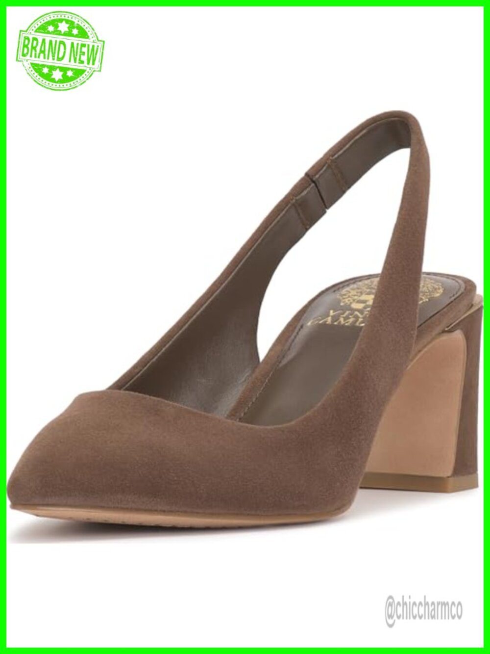 Slingback Pump Pointed Toe Block Heel Cushioned Suede Business Formal